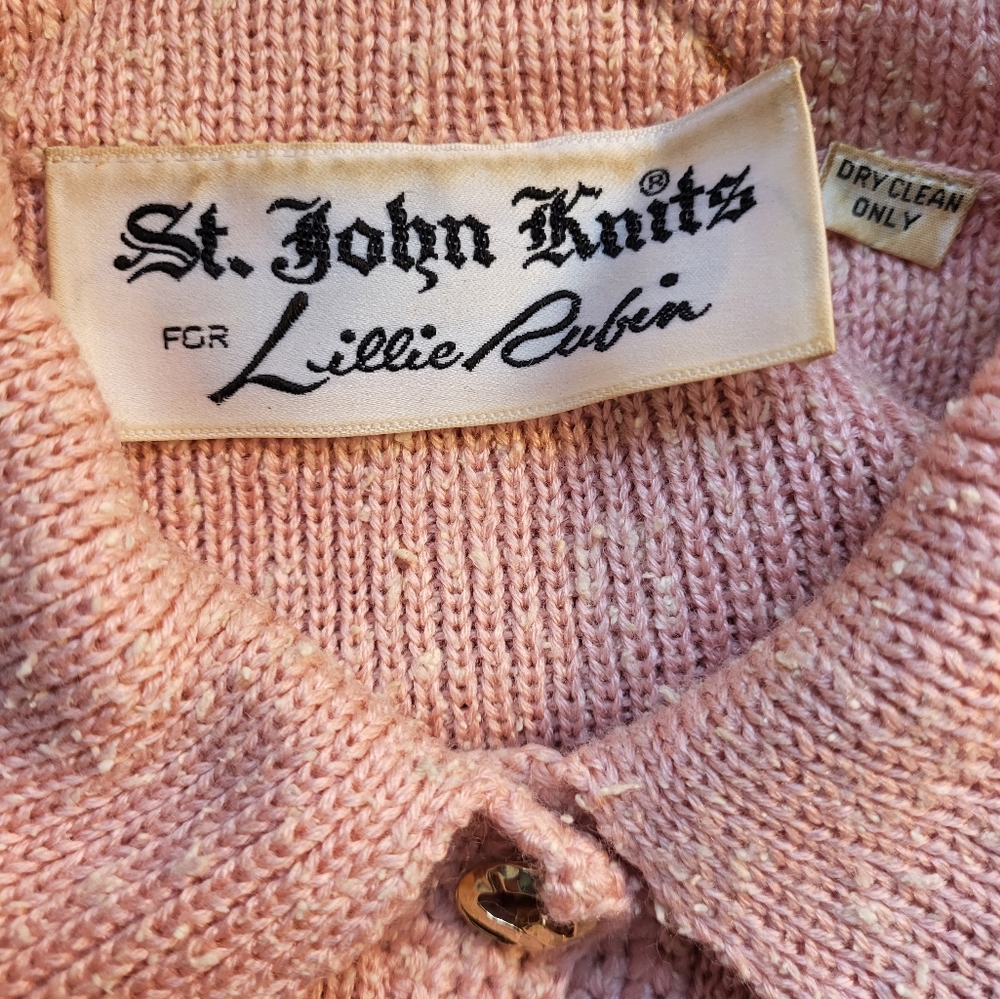 St John Knits for Lillie Rubin Vintage 70s peachy pink knit suit size 6 - Picture 9 of 10